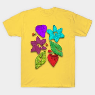 Women's Summer Shirts Summertime; bright and jolly, digital art hearts/Love leaves and flowers in the sunshine, Summer T-shirts, summer tee T-Shirt